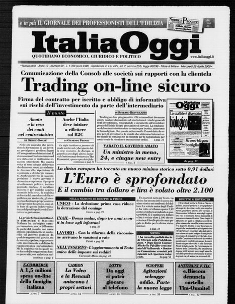 Italia oggi : quotidiano di economia finanza e politica